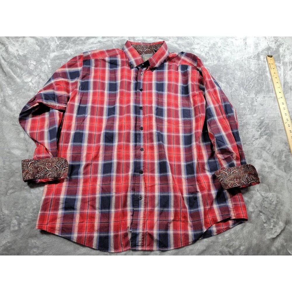 PANHANDLE‎ Tuf Cooper Plaid Western Long Sleeve Button Shirt Plaid flip cuff XL
